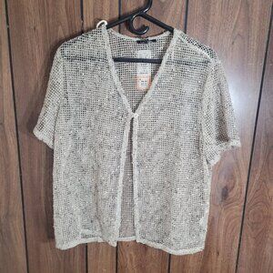 Women Lindor Beige Knit Cardigan - Size Large